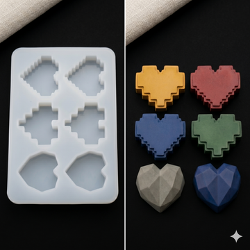 6 Cavity Heart Pendant Jewellery & Keychain Mould