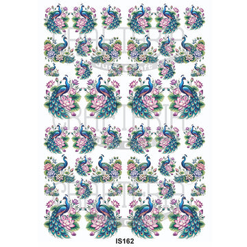 Crafteria Peacocks Surrounded By Lotus Flowers Designs Insert Sheet (Transparent Sheet) IS162
