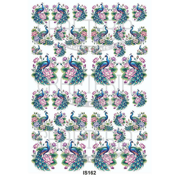 Crafteria Peacocks Surrounded By Lotus Flowers Designs Insert Sheet (Transparent Sheet) IS162