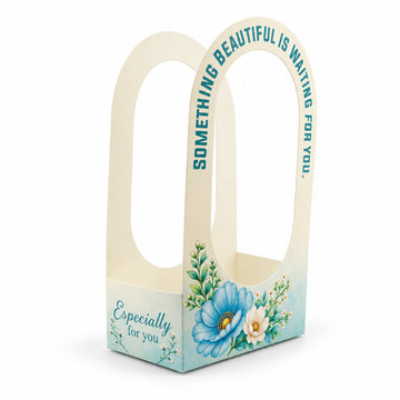 “Something Beautiful Is Waiting For You” Blue Floral Gift Box with Window – Premium Gift Packaging Box