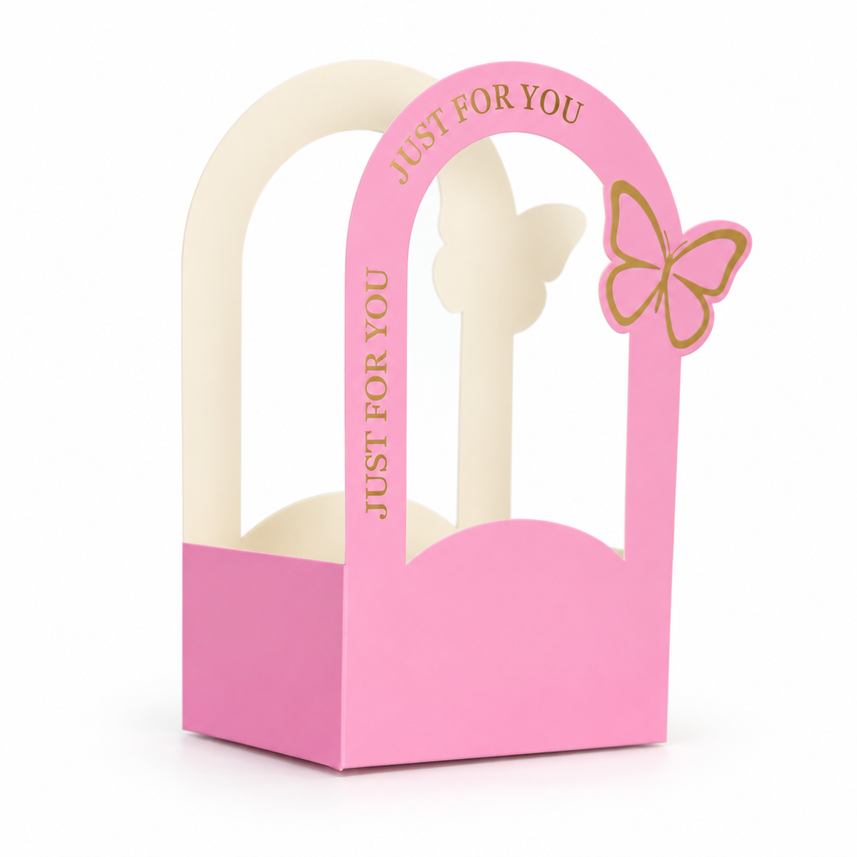 “Just For You” Pink Butterfly Gift Box with Window – Premium Gift Packaging Box