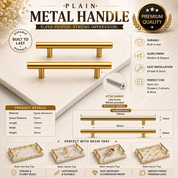 6" Gold Plain Metal Handle