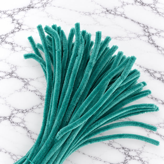 Teal Green Chenille Pipe Cleaners 10MM – Pack of 100 Pcs
