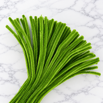 Leaf Green Chenille Pipe Cleaners 10MM –  Pack of 100 Pcs