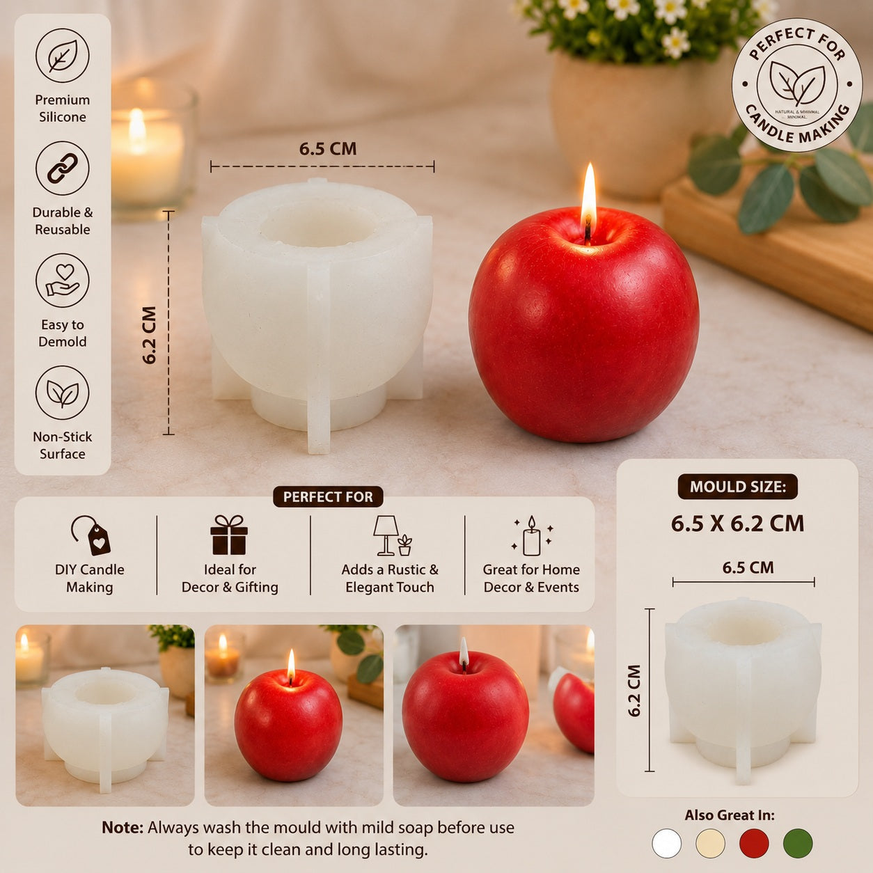 Apple Shaped Candle Mould