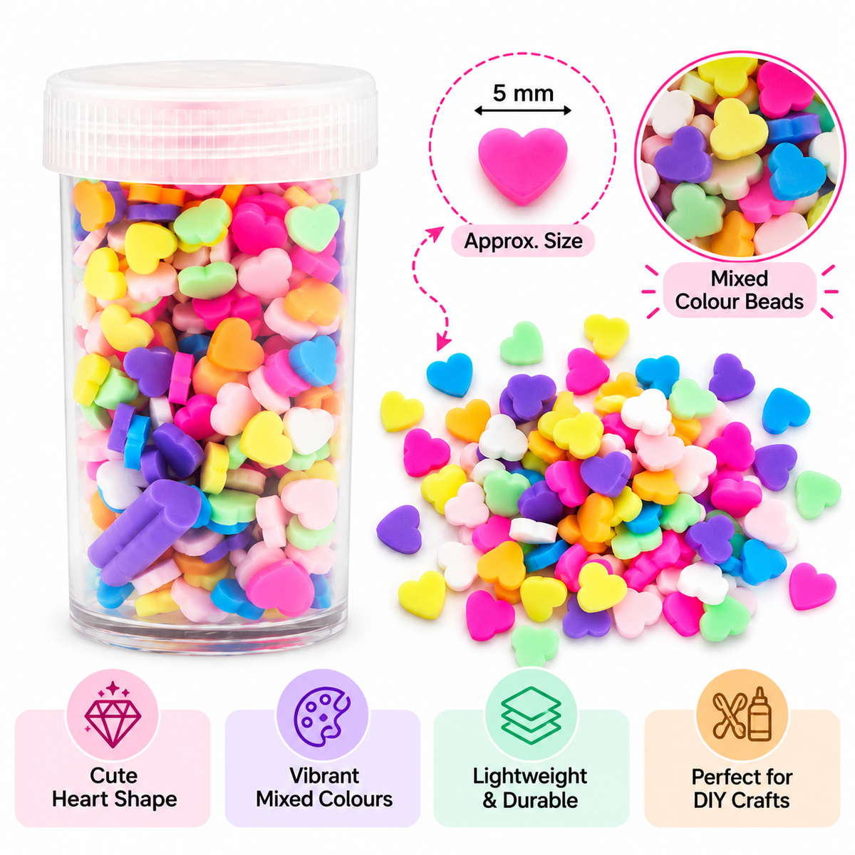 Assorted Heart Shape Polymer Clay Slices