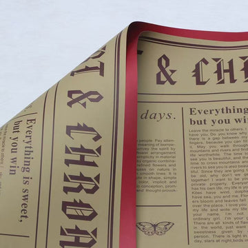 Crafteria Red Gold Colourful Vintage Newspaper Bouquet Paper