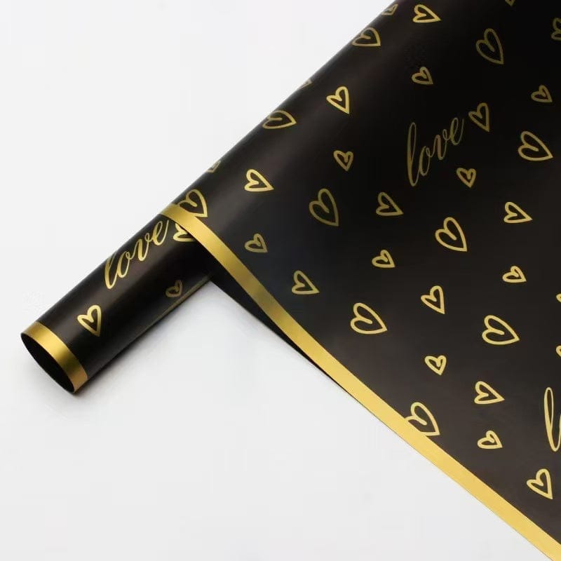 Crafteria Black Valentines Day Bouquet Wrapping Paper