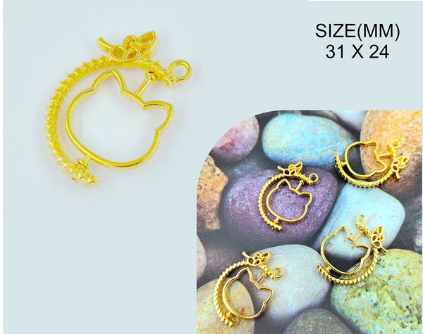 My Store BEZELS GOLD CAT ROTATING PENDANT BEZELS BZ094