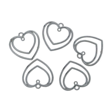 Crafteria Silver 5 In 1 Double Heart Bezels Set