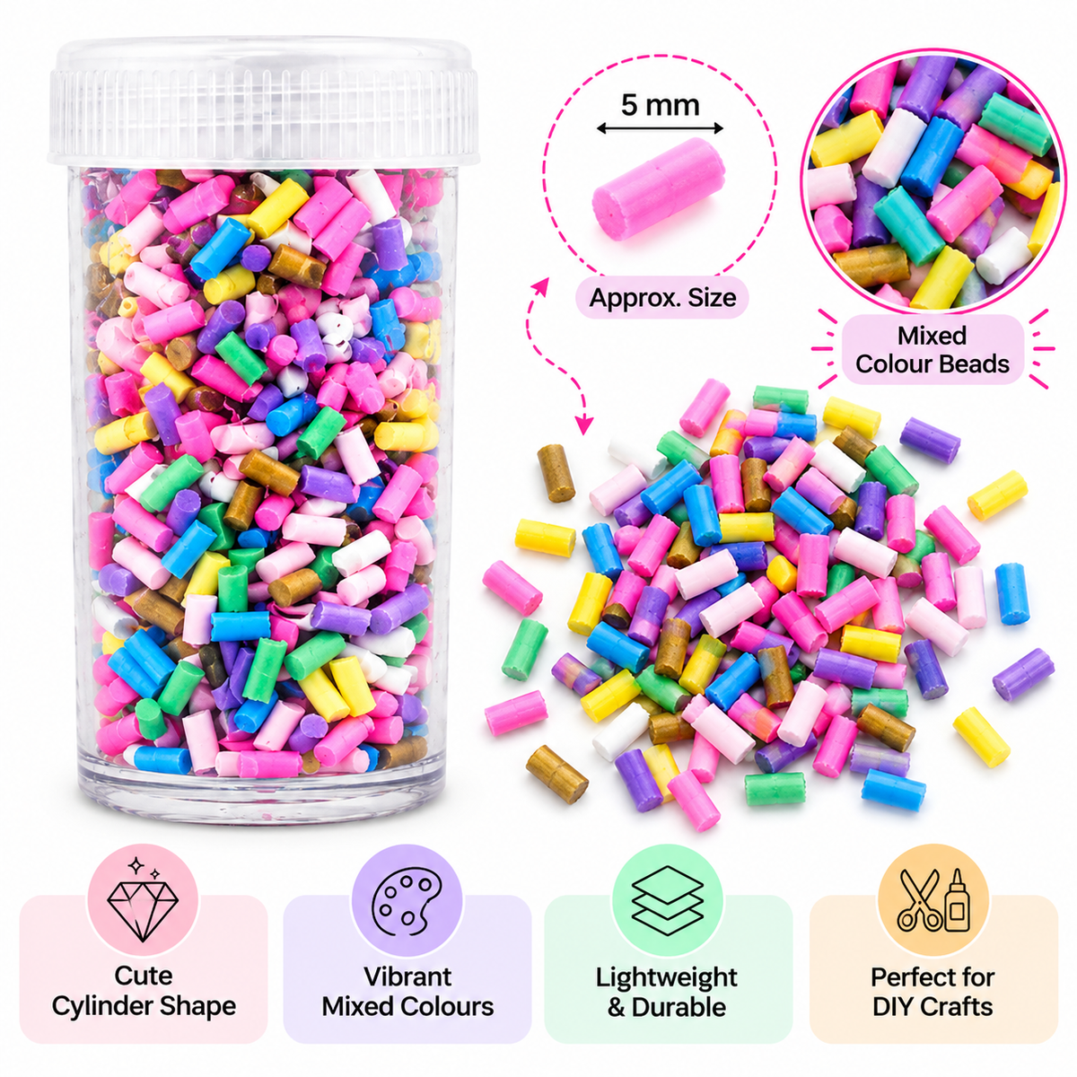 Assorted Cylinder Polymer Clay Sprinkles