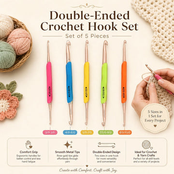 GENERIC Double-ended Crochet Hook Set With Ergonomic Grip Handle – Set Of 5 Pieces