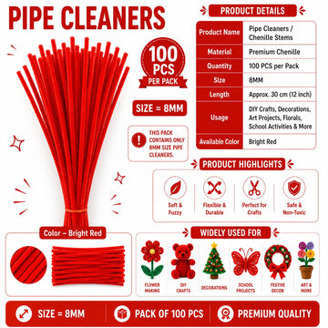 Premium Pipe Cleaners (8MM Approx.) (White)