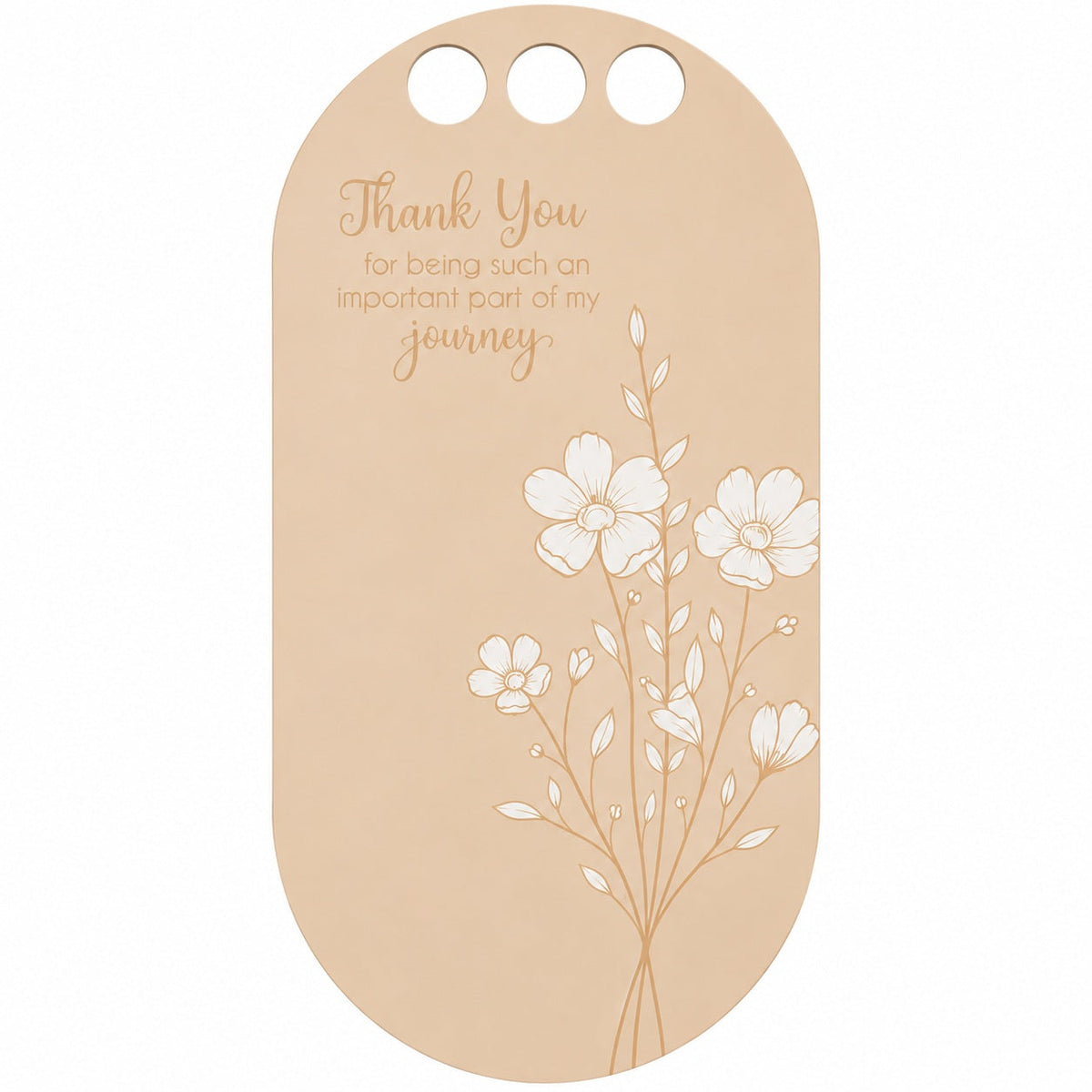 Thank You Botanical Blossom Printed Flower Card with Three Round Holes for DIY Bouquets & Gift Packaging