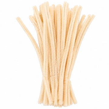 Champagne Ivory Chenille Pipe Cleaners 12MM - Pack of 50 Pcs