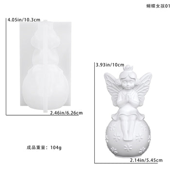 3D Butterfly Fairy Girl Silicone Mould – Sitting Angel Princess with Floral Ball Design
