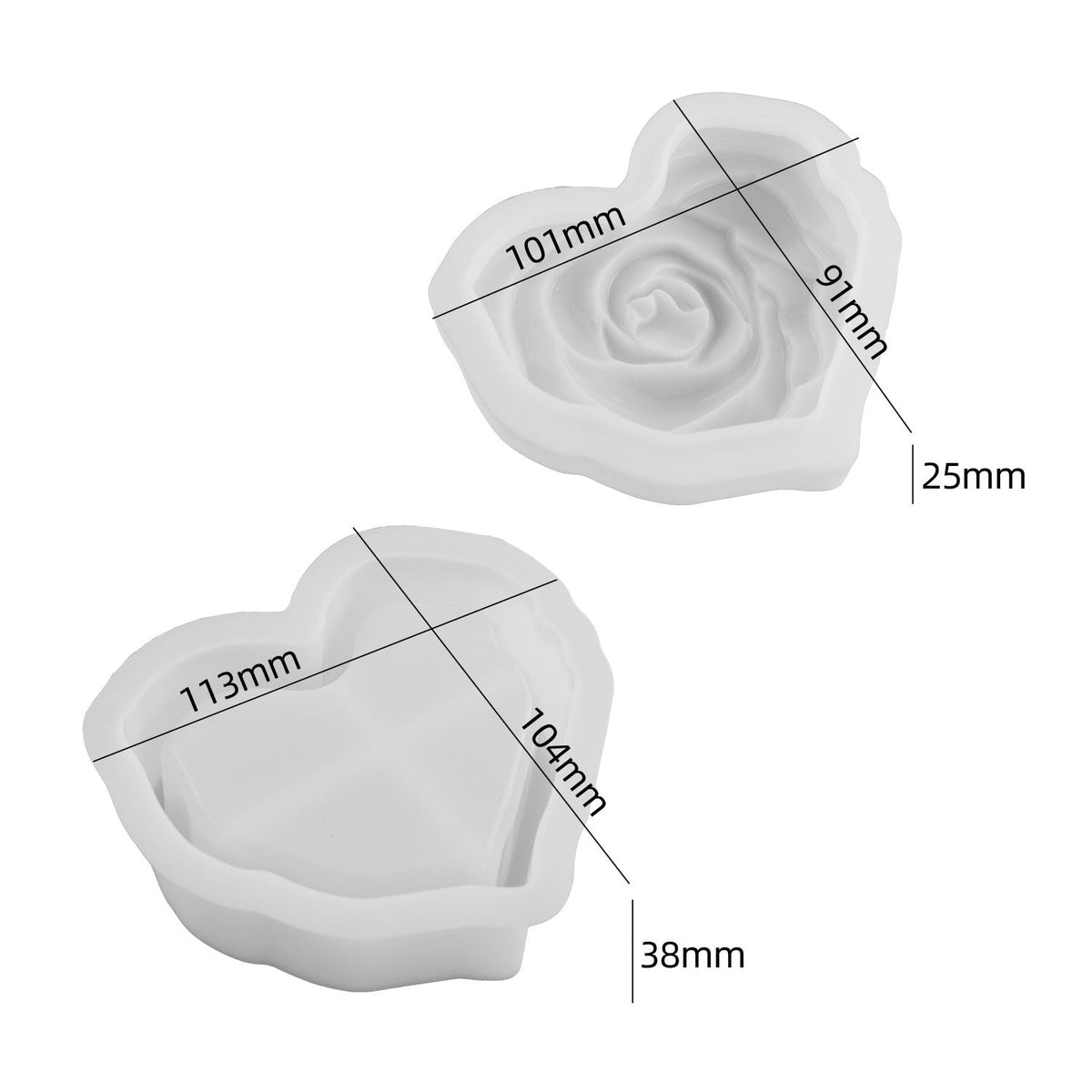 3D Rose Flower Silicone Mould Set – Blooming Rose Candle & Decorative Container Mould