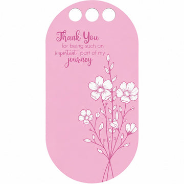 Thank You Pink Floral Gratitude Printed Flower Card with Three Round Holes for DIY Bouquets & Gift Packaging