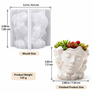3D Crystal Goddess Face Planter Silicone Mould – Decorative Lady Face Flower Pot Mould