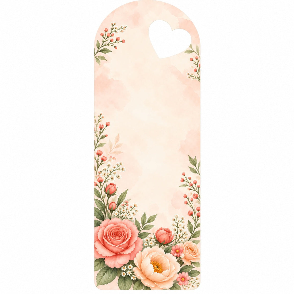 Vintage Rose Garden Printed Flower Card with Heart Cutout for DIY Crafts & Flower Bouquets