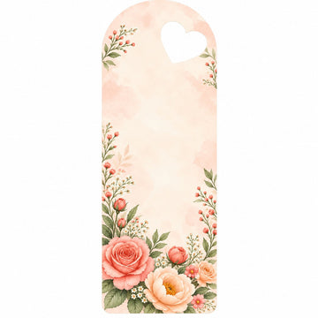 Vintage Rose Garden Printed Flower Card with Heart Cutout for DIY Crafts & Flower Bouquets