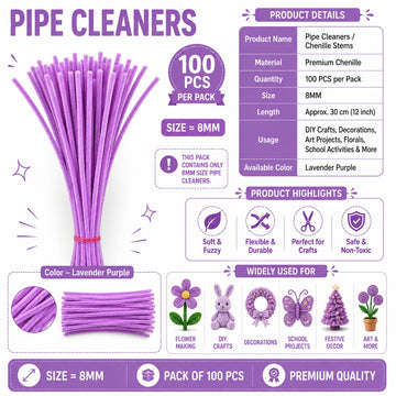 Premium Pipe Cleaners (8MM Approx.) (Plum Purple)
