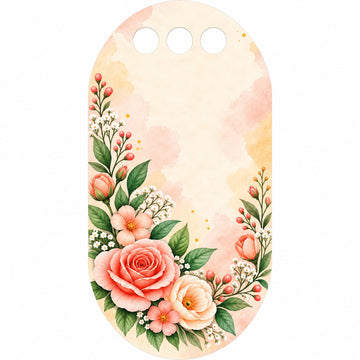Peach Blossom Romance Printed Flower Card with Triple Hanging Holes for DIY Bouquets & Gift Packaging