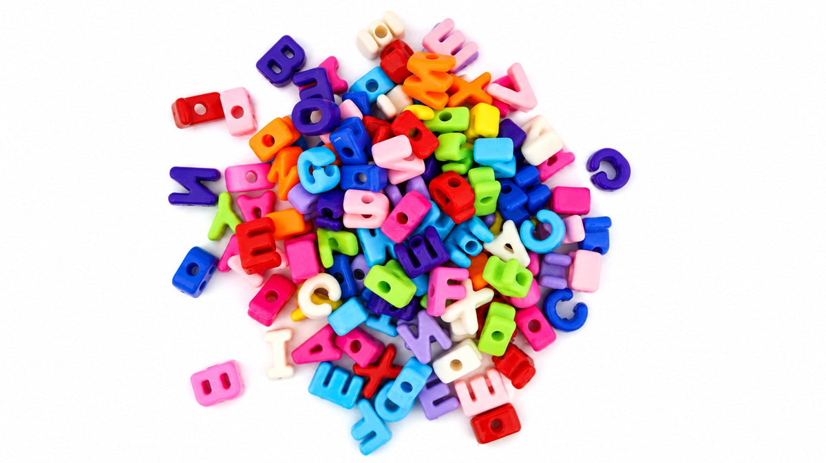 Multicolor Alphabet Beads for DIY Crafts – 40GM Pack