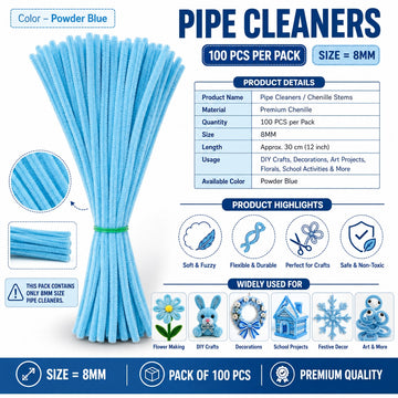 Premium Pipe Cleaners (8MM Approx.) (Chiffon White)