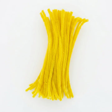 Lemon Yellow Chenille Pipe Cleaners 12MM - Pack of 50 Pcs