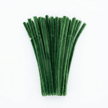 Forest Green Chenille Pipe Cleaners 12MM - Pack of 50 Pcs