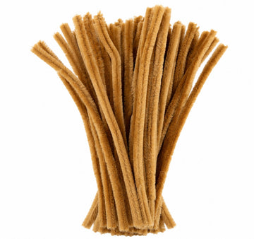 Khaki Brown Chenille Pipe Cleaners 12MM - Pack of 50 Pcs