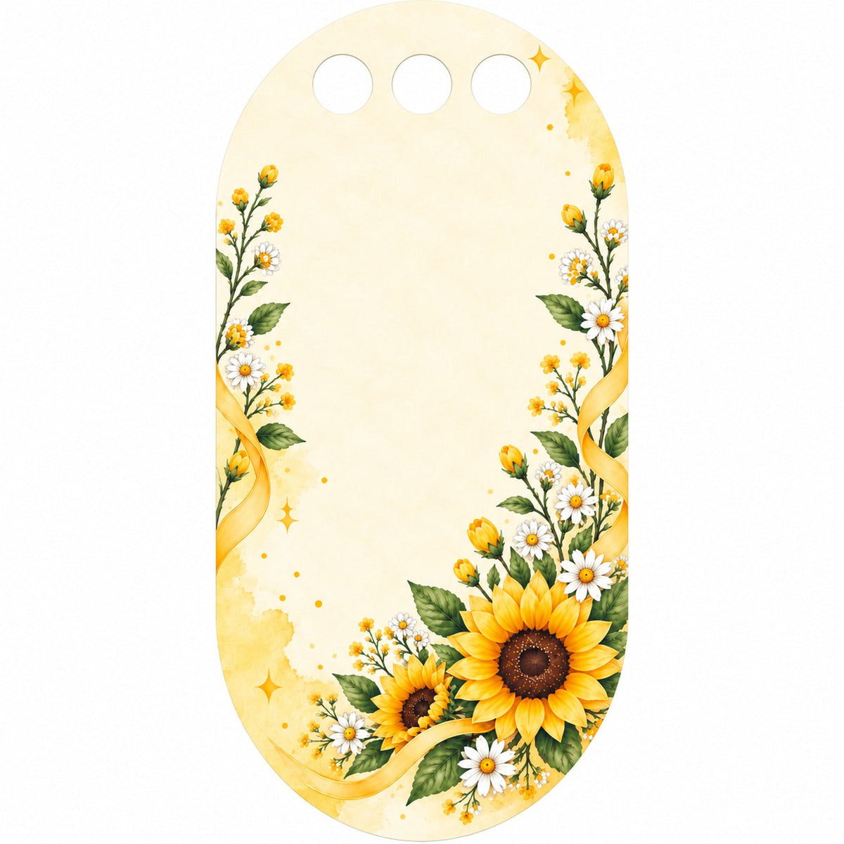 Golden Sunshine Sunflower Printed Flower Card with Triple Hanging Holes for DIY Bouquets & Gift Packaging