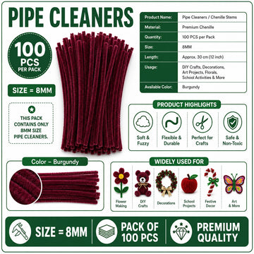 Premium Pipe Cleaners (8MM Approx.) (Chocolate Brown)