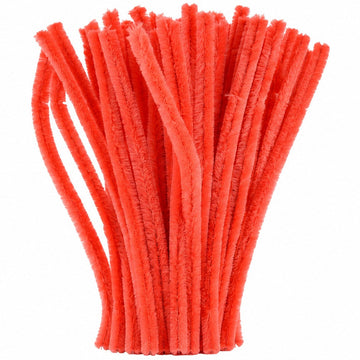 Coral Red Chenille Pipe Cleaners 12MM - Pack of 50 Pcs