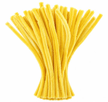 Pastel Yellow Chenille Pipe Cleaners 12MM - Pack of 50 Pcs