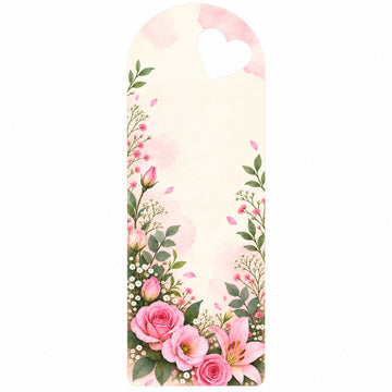 Romantic Rose & Lily Garden Printed Flower Card with Heart Cutout for DIY Crafts & Flower Bouquets