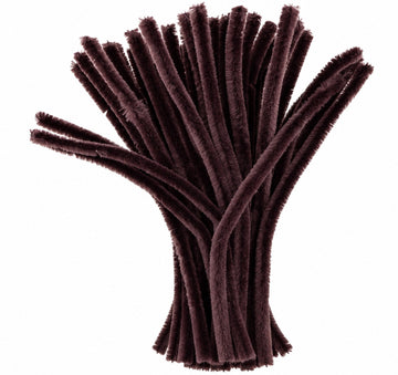 Dark Brown Chenille Pipe Cleaners 12MM - Pack of 50 Pcs