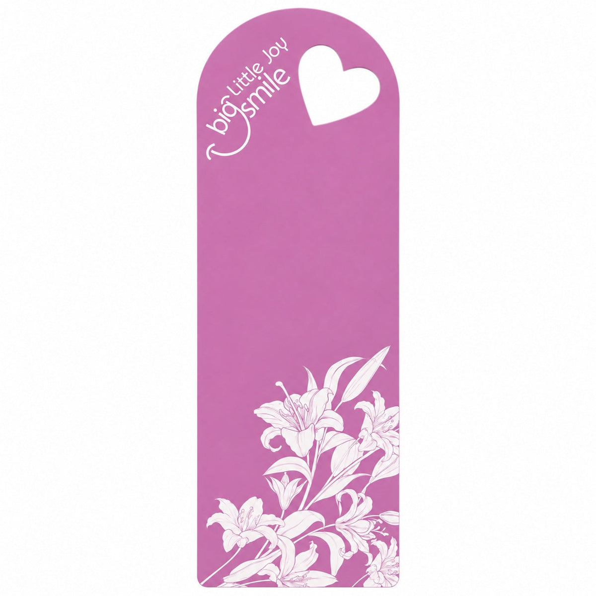 Little Joy Big Smile Floral Lily Printed Flower Card with Heart Cutout for DIY Bouquets & Gift Packaging