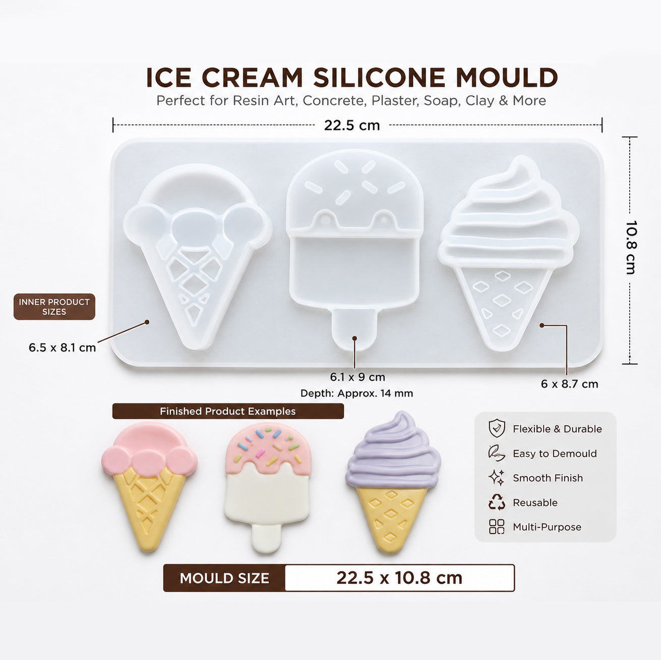 DIY Ice Cream Gypsum & Concrete Painting Crafts Silicone Mould