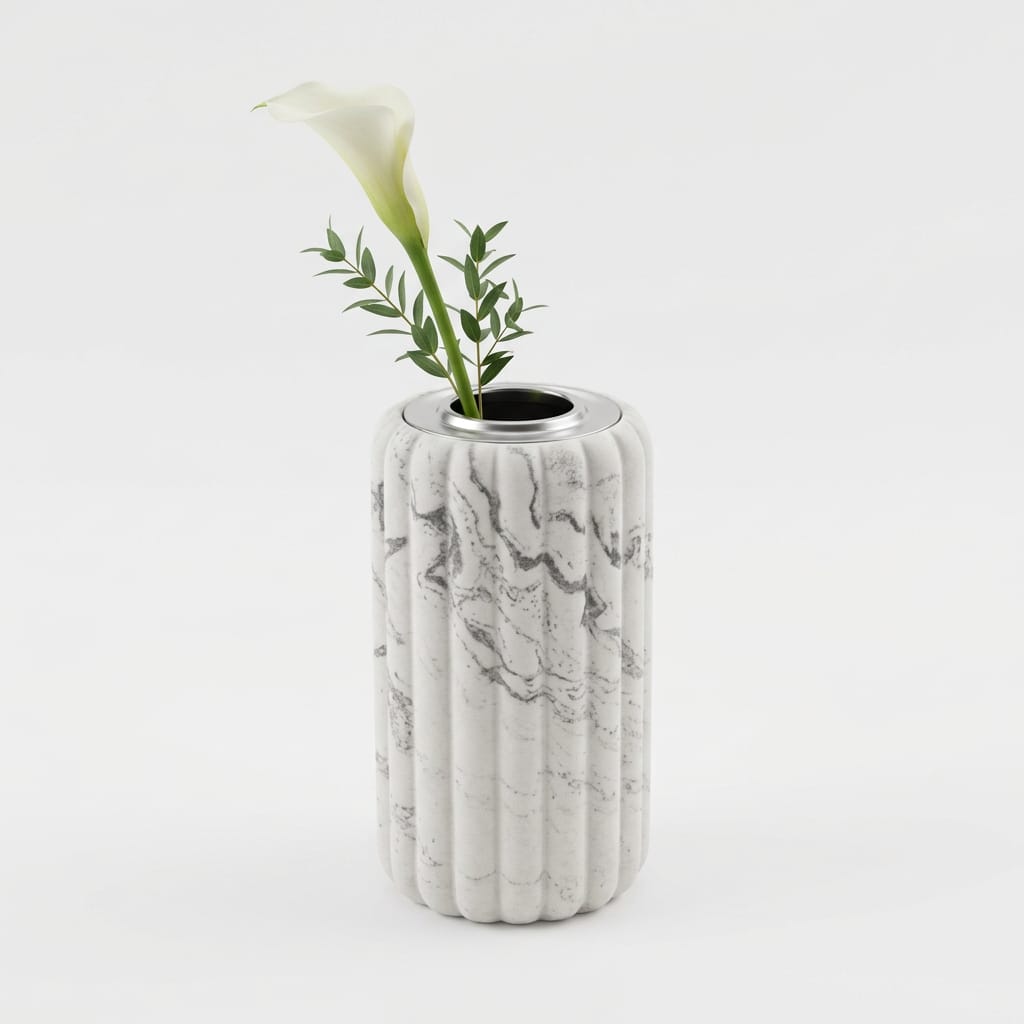 3D Ribbed Cylinder Flower Vase Silicone Mould – Round Pillar Vase Design for DIY Resin & Concrete Crafts