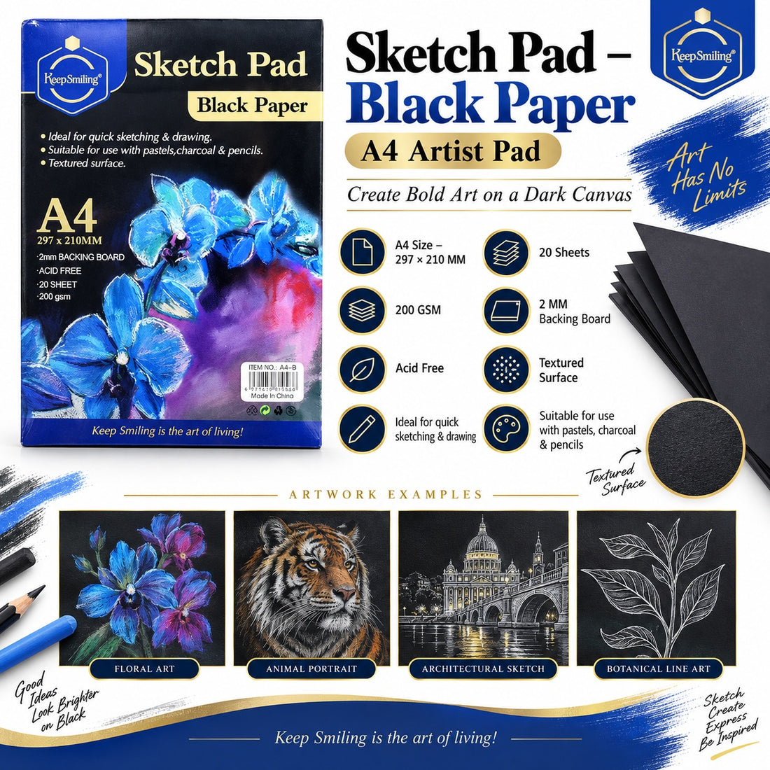 My Store PAINTING ACC A4 BLACK SKETCH PAD(20SHEET)