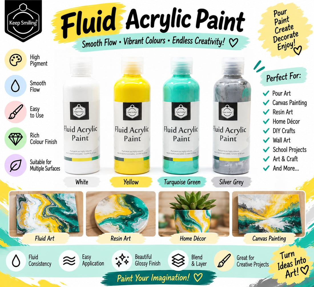 Keep Smiling 4 IN 1 FLUID ACRYIC PAINT SET