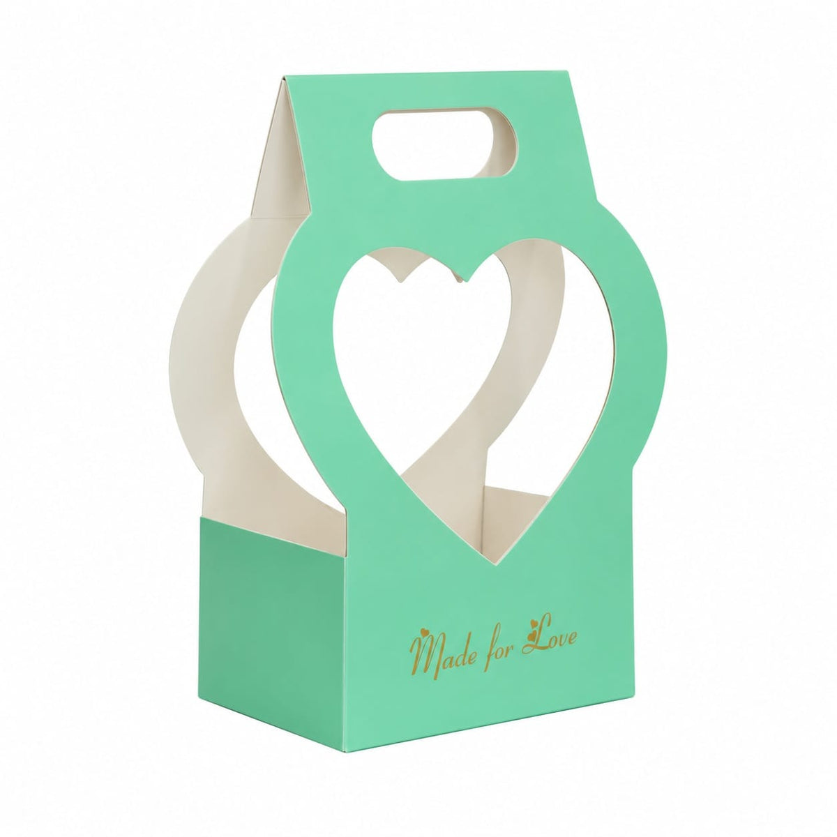 Premium Mint Green Heart Window Gift Packing Box with Handle for DIY Gifts & Flower Arrangements