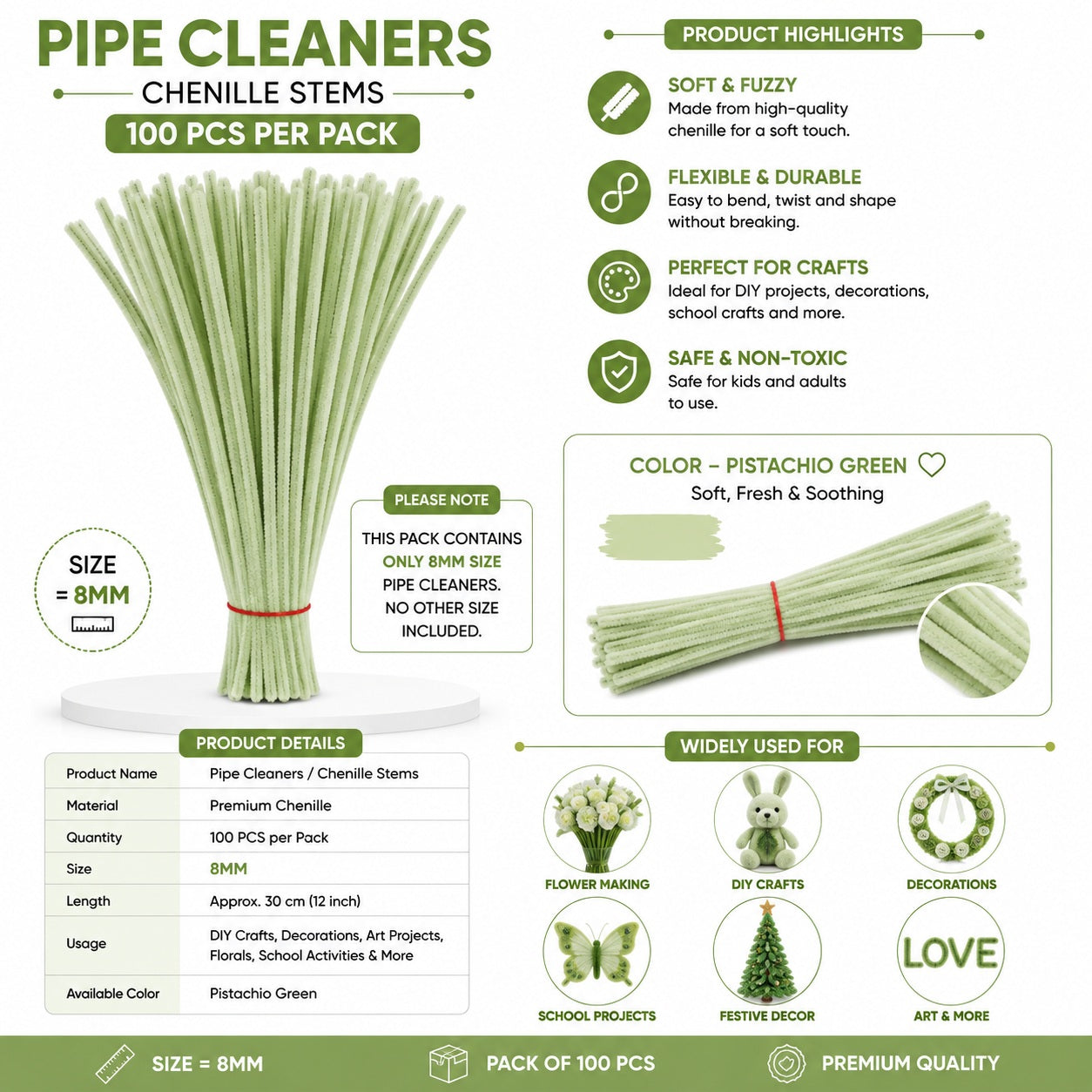 Premium Pipe Cleaners (8MM Approx.) (133765)