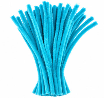 Sky Blue Chenille Pipe Cleaners 12MM - Pack of 50 Pcs