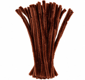 Chocolate Brown Chenille Pipe Cleaners 12MM - Pack of 50 Pcs