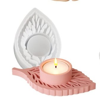 Tropical Leaf Tealight Candle Holder Silicone Mould – Decorative Leaf Design for DIY Resin & Concrete Crafts