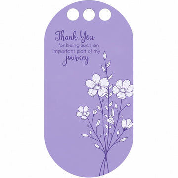 Thank You Lavender Botanical Blossom Printed Flower Card with Three Round Holes for DIY Bouquets & Gift Packaging