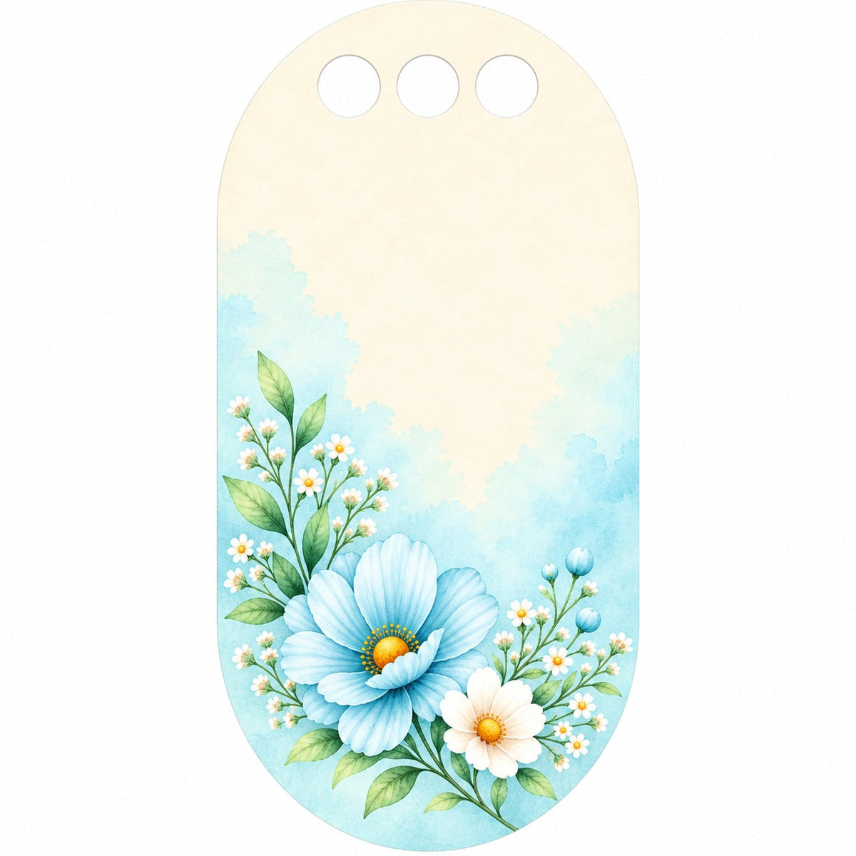 Pastel Daisy Garden Printed Flower Card with Triple Hanging Holes for DIY Bouquets & Gift Packaging